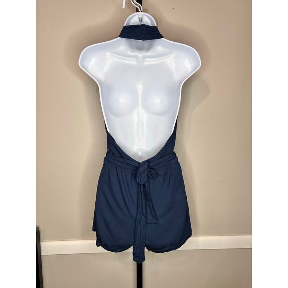 Krisa Sleeveless Plunging V-Neck Halter Short Romper Eclipse Women's Size XS NWT - Picture 4 of 8